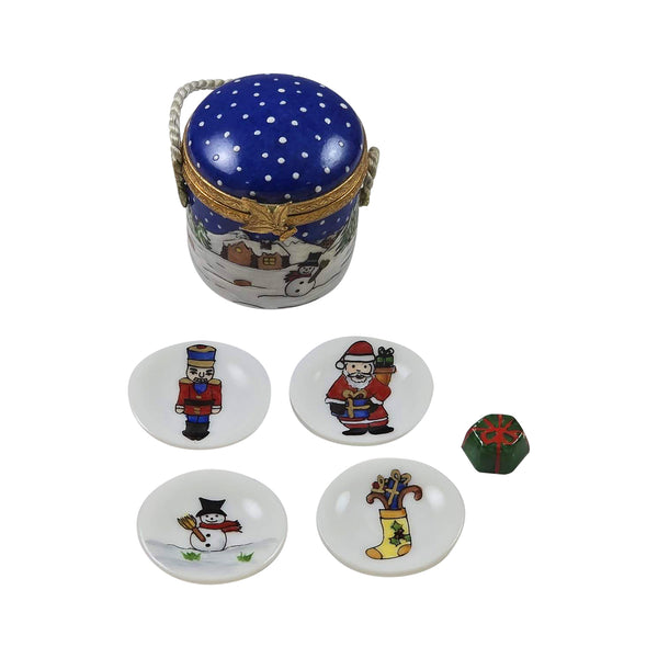 Load image into Gallery viewer, Holiday Basket with Plates and Cake Limoges Box
