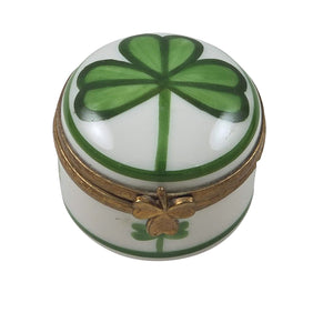 Round with Shamrock Limoges Box