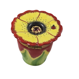 Yellow & Red Pansy with Bottle Limoges Box