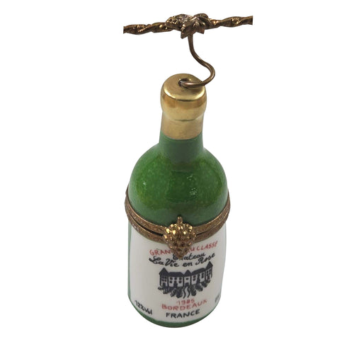 Wine Bottle with Brass Cork Screw Limoges Box