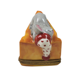 Sleeping Mouse on Cheese Limoges Box