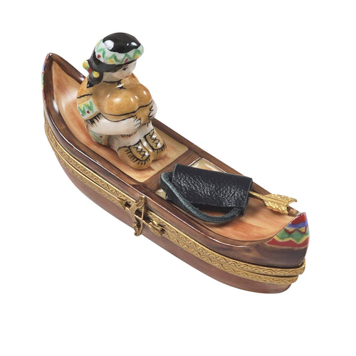Indian in Canoe Limoges Box