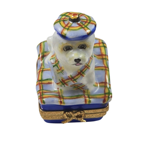 West Highland Terrier with Beret & Scarf Limoges Box