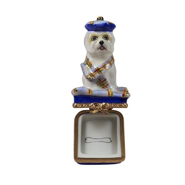 Load image into Gallery viewer, West Highland Terrier with Beret &amp; Scarf Limoges Box
