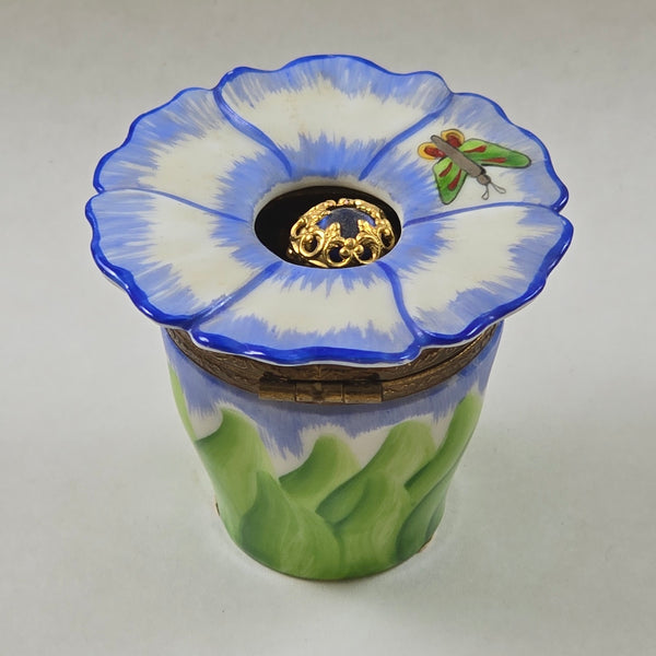 Load image into Gallery viewer, Blue Pansy with Bottle Limoges Box
