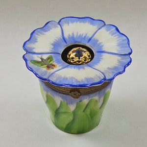 Blue Pansy with Bottle Limoges Box