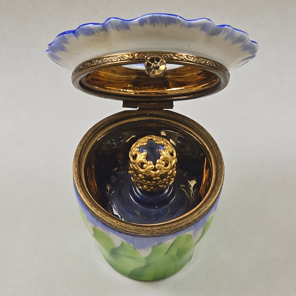 Load image into Gallery viewer, Blue Pansy with Bottle Limoges Box
