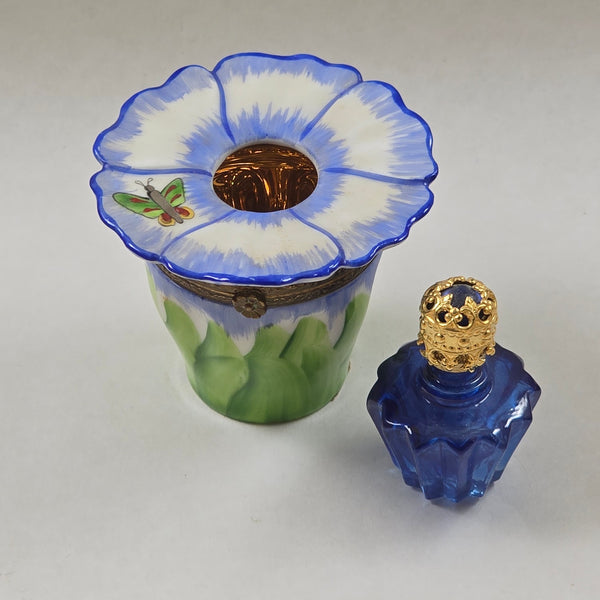 Load image into Gallery viewer, Blue Pansy with Bottle Limoges Box
