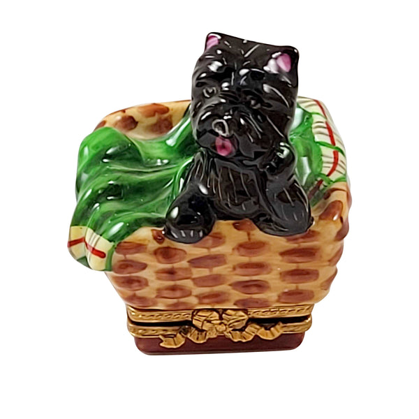 Load image into Gallery viewer, Scottish Terrier in Basket Limoges Box
