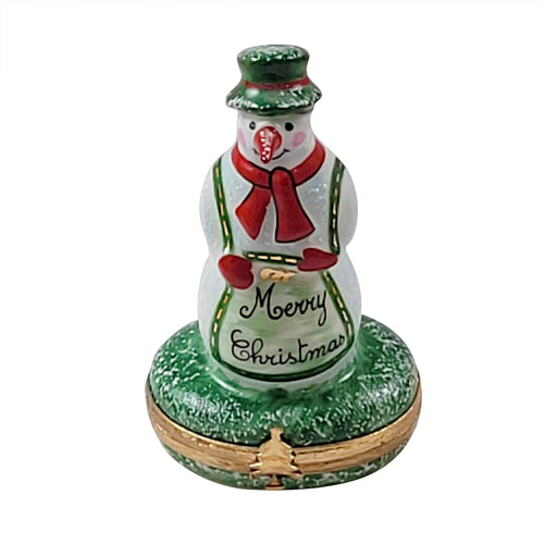 Snowman with Green Hat Limoges Box