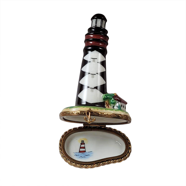 Load image into Gallery viewer, Black and White Light House Limoges Box
