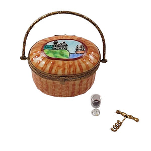 Picnic Basket with Sailboat Limoges Box