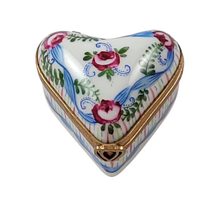 Small Heart with Blue Ribbon Limoges Box