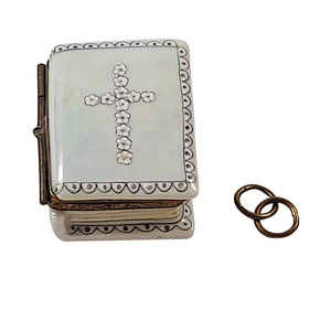 Daisy Cross Bible with Rings Limoges Box