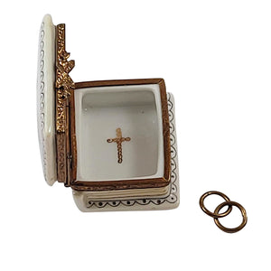 Daisy Cross Bible with Rings Limoges Box