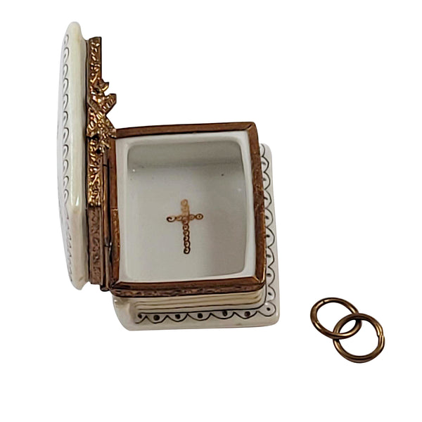 Load image into Gallery viewer, Daisy Cross Bible with Rings Limoges Box
