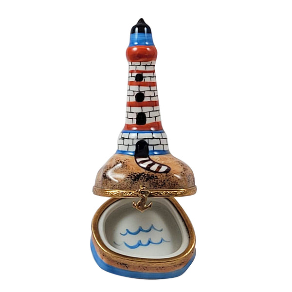 Load image into Gallery viewer, Red, White &amp; Blue Lighthouse Limoges Box
