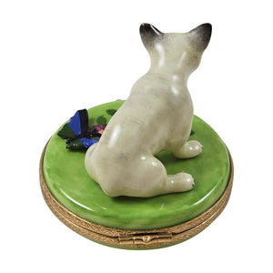 Rochard "French Bulldog on Round with Butterfly" Limoges Box