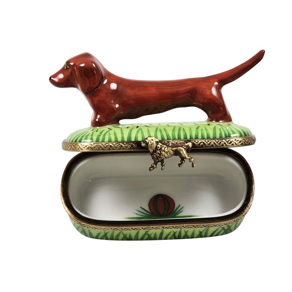 Load image into Gallery viewer, Rochard "Brown Dachshund" Limoges Box
