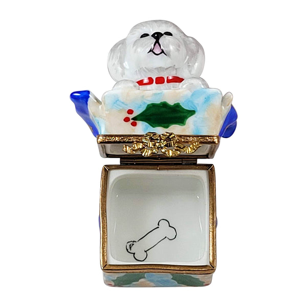 Load image into Gallery viewer, Rochard "Bichon in Present" Limoges Box
