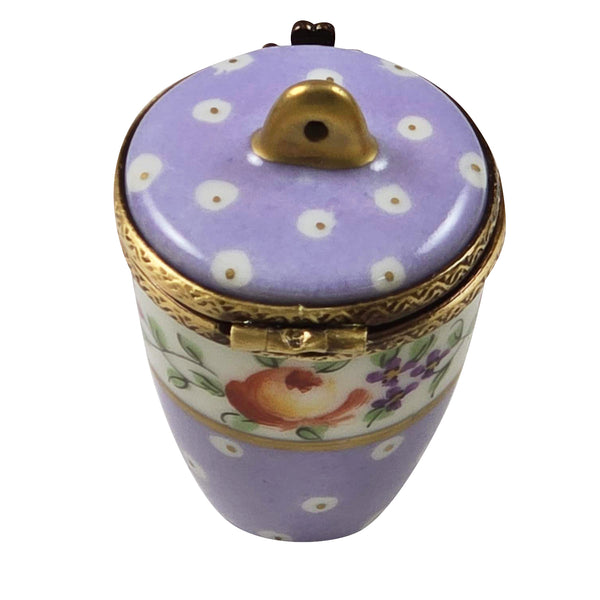 Load image into Gallery viewer, Rochard "Light Purple Gold Dots Jar/Low Lid" Limoges Box
