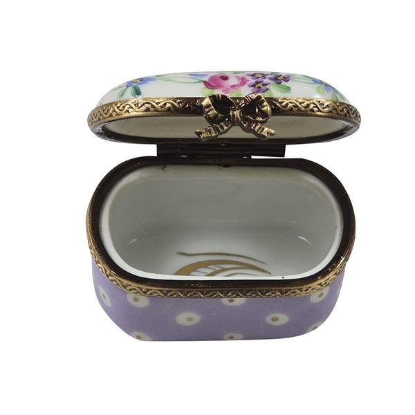 Load image into Gallery viewer, Rochard "Light Purple Gold Dots Small Oval" Limoges Box
