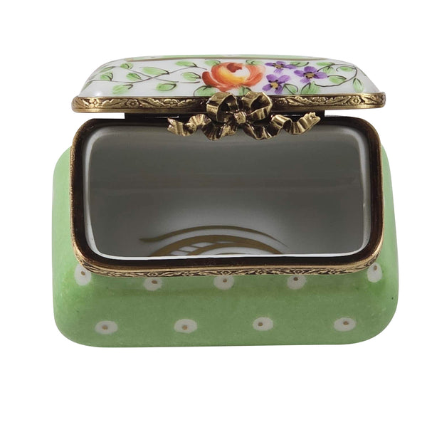 Load image into Gallery viewer, Rochard "Light Green Gold Dot Rectangular" Limoges Box
