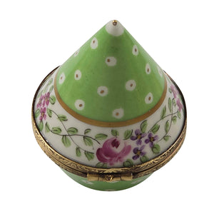 Rochard "Light Green Gold Dots Conical" Limoges Box