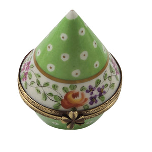 Rochard "Light Green Gold Dots Conical" Limoges Box