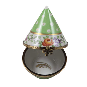 Rochard "Light Green Gold Dots Conical" Limoges Box