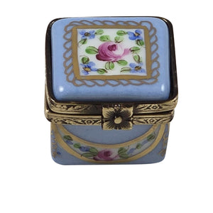Rochard "Light Blue/Rose & Gold Small Square" Limoges Box