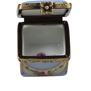 Rochard "Light Blue/Rose & Gold Small Square" Limoges Box