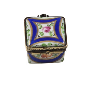 Rochard "Dark Blue/Rose & Gold Small Square" Limoges Box