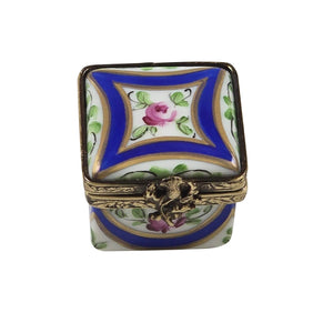 Rochard "Dark Blue/Rose & Gold Small Square" Limoges Box