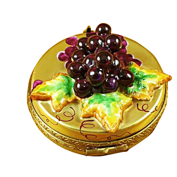 Load image into Gallery viewer, Rochard &quot;Grapes on Gold Round&quot; Limoges Box
