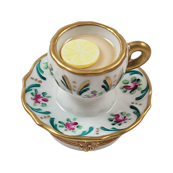Load image into Gallery viewer, Rochard "Cup Of Tea with Lemon &amp; Removable Sugar" Limoges Box

