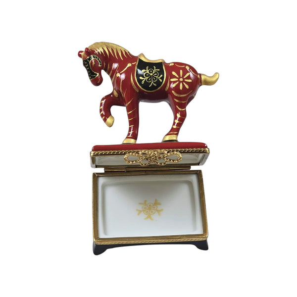 Load image into Gallery viewer, Rochard "Year Of The Horse 2026 with Removable Brass Leaf" Limoges Box
