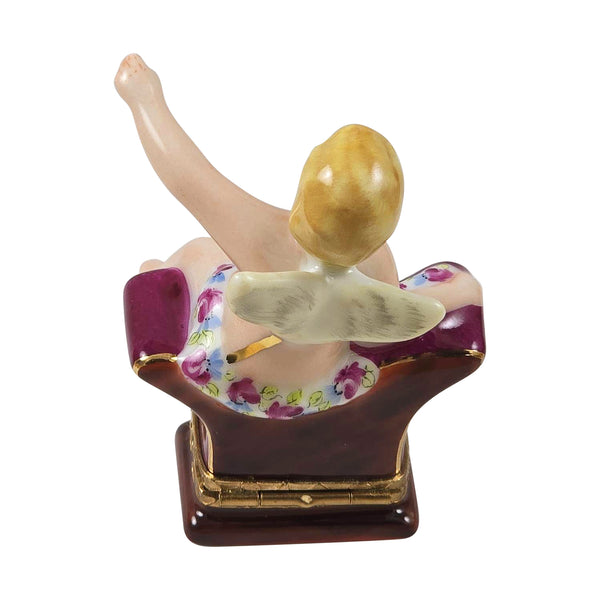 Load image into Gallery viewer, Rochard "Sitting Angel" Limoges Box
