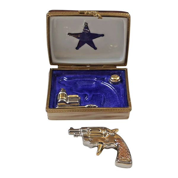 Load image into Gallery viewer, Rochard &quot;Revolver with Sheriff Star&quot; Limoges Box
