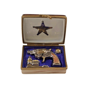 Rochard "Revolver with Sheriff Star" Limoges Box