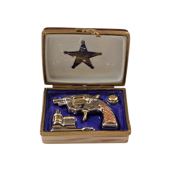 Load image into Gallery viewer, Rochard &quot;Revolver with Sheriff Star&quot; Limoges Box
