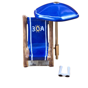 Rochard "30A - Seaside/Watercolor Florida Beach Chair with Umbrella" Limoges Box