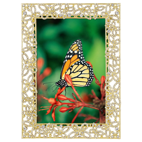 Load image into Gallery viewer, Olivia Riegel Gold Papillon with Crystals 4&quot; x 6&quot; Frame
