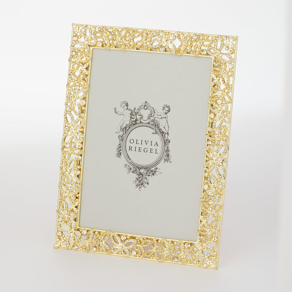 Load image into Gallery viewer, Olivia Riegel Gold Papillon with Jonquil Crystals 5&quot; x 7&quot; Frame
