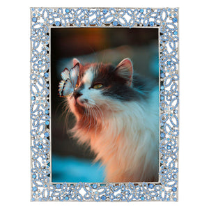 Olivia Riegel Silver Papillon with Sapphire Crystals 5" x 7" Frame