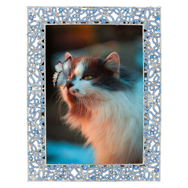 Load image into Gallery viewer, Olivia Riegel Silver Papillon with Sapphire Crystals 5&quot; x 7&quot; Frame

