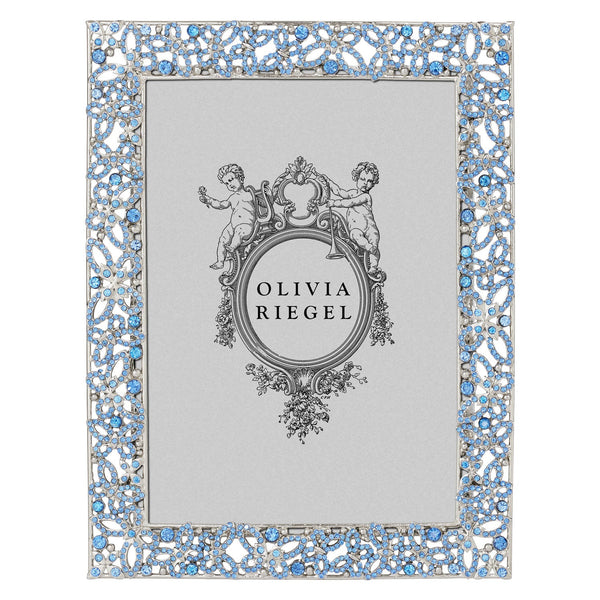 Load image into Gallery viewer, Olivia Riegel Silver Papillon with Sapphire Crystals 5&quot; x 7&quot; Frame
