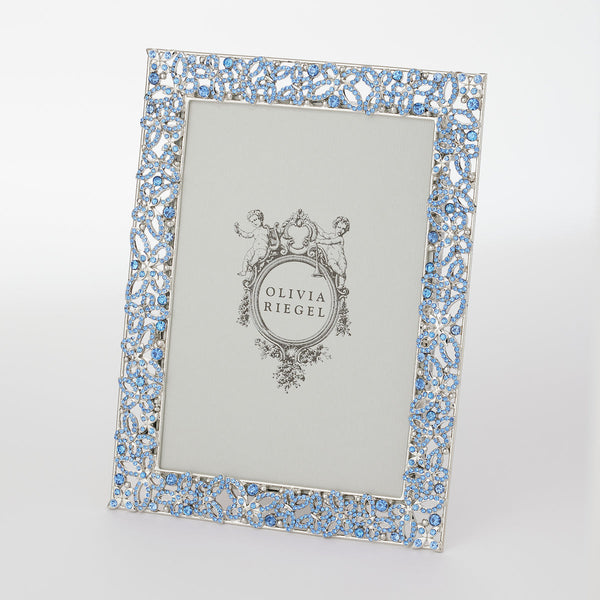 Load image into Gallery viewer, Olivia Riegel Silver Papillon with Sapphire Crystals 5&quot; x 7&quot; Frame

