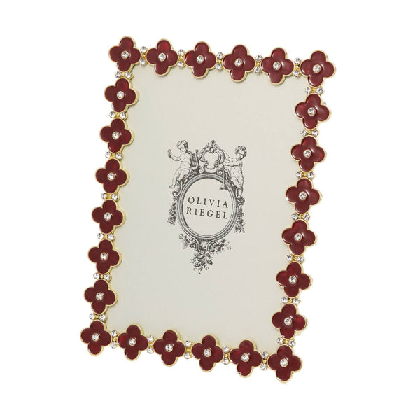 Load image into Gallery viewer, Olivia Riegel Gold Crimson Enamel Clover 5" x 7" Frame
