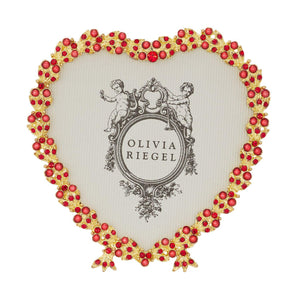 Olivia Riegel Gold Contessa Heart 3.5" Frame with Ruby Crystals & Red Pearls